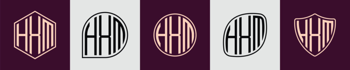Creative simple Initial Monogram HXM Logo Designs.