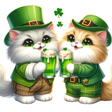 saint patrick's cat Persian cat in St. Patrick's Day theme transparent background