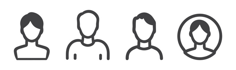 User symbol set line icon illustration