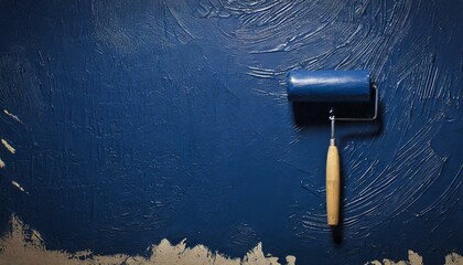 紺色のペンキを塗られた壁 - obrazy, fototapety, plakaty
