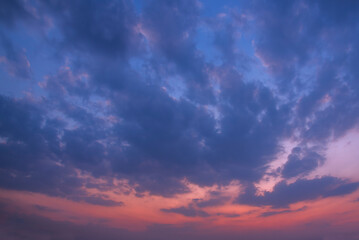 Colorful and dramatic sky during sunset for background