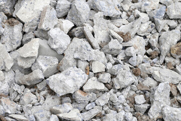Piles of rubble after house demolition