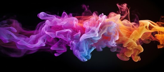 movement of colorful vape smoke on a black background - obrazy, fototapety, plakaty