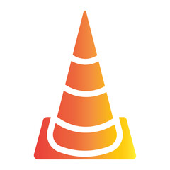 construction icon on flat gradient style. traffic cone