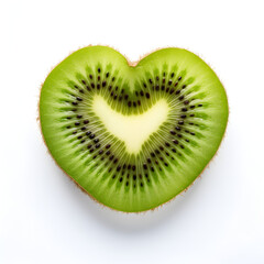 Heart shaped Kiwi on a white background 
