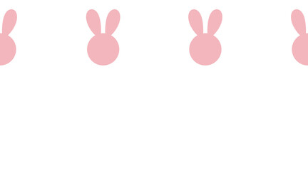 Cute horizontal doodle border with colorful bunny and ribbon flag garland seamless pattern Easter egg element decor  
