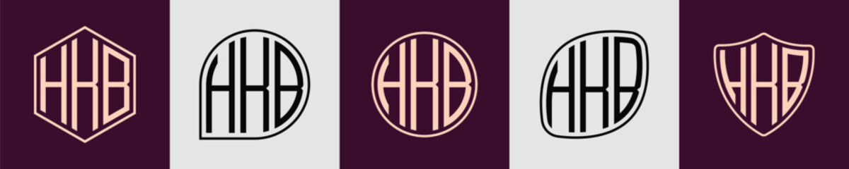 Creative simple Initial Monogram HKB Logo Designs.
