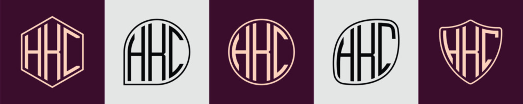 Creative simple Initial Monogram HKC Logo Designs.