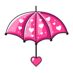 Vector icon umbrella with heart for Valentine day. Flat design element collection. For greeting card