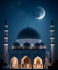 Fototapeta na wymiar Arabic Islamic background with mandala shapes and lantern. Ai generated 