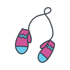 Hand drawn of christams mittens.