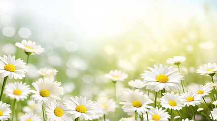 Fototapeta na wymiar Daisy white flowers blooming in the garden. AI Generative