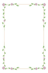Rectangular frame, border with watercolor flowers, leaves, isolated on white. Vector blossom illustration for invitation, congratulation, greeting, wedding. Card, postcard, back, decoration, paper.