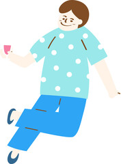 a boy hold a red wine