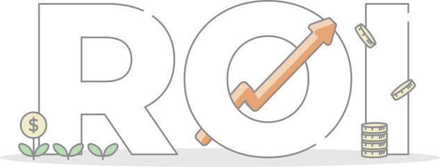 ROI（投資利益率）のフラットデザイン