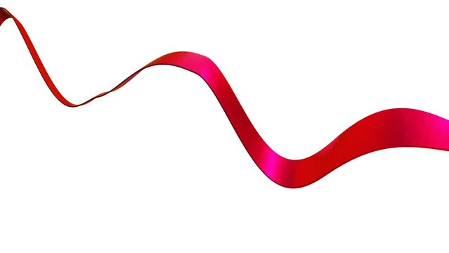 red glossy stripe moves on a white background. animated looping background. 3D render
