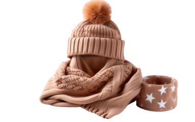 White Background Showcasing Cozy Cashmere Scarf and Beanie