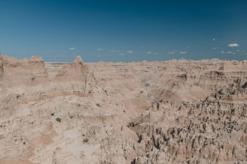 Multi-colored rock formations and valleys of Badlands National Park