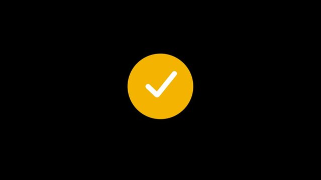 Yellow Checkmark Animation with transparent background