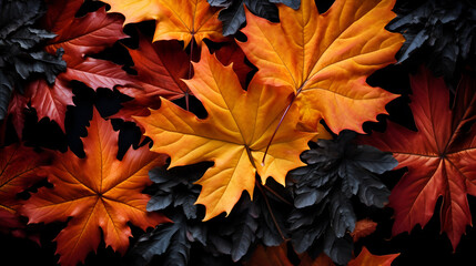 Naklejka na ściany i meble autumn leaves background,, Autumn leaves, top view. Autumn background.