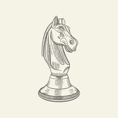 hand drawn chess horse illustration