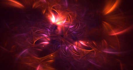 3D manual rendering abstract colorful fractal light background