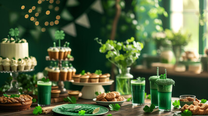 Obraz na płótnie Canvas Green Party Decorations for a St. Patricks Day celebrations.