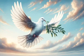 Foto op Plexiglas a peace dove carrying an olive branch © Meeza