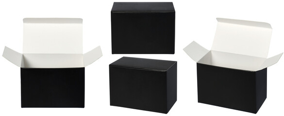 black cardboard box or giftbox set different angle view