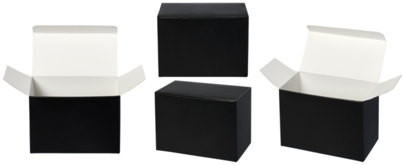 black cardboard box or giftbox set different angle view
