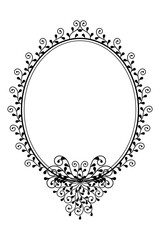 Vector - Black vintage border or frame on oval shape. Luxury