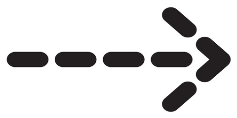 Horizontal image.black arrow dotted line shape, pointing to the right. transparent background. PNG isolated