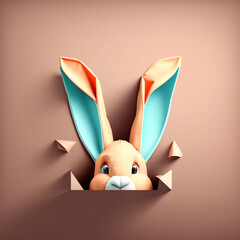 3d design of the bunnies or rabbit. Minimalistic illustration for children book.
