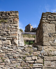 Shaonin temple on the southeastern spur of Mount Shoana. View from the west. Village named after Kosta Khetagurov, Karachay district. Karachay-Cherkessia. Russia