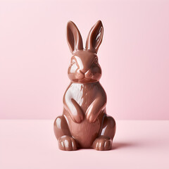 Chocolate Easter Bunny on a pink background 