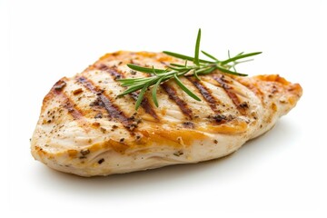 Grilled chicken breast isolated on white background - obrazy, fototapety, plakaty