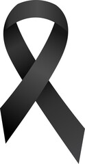 Black ribbon awareness Accidents, Anti-Terrorism, Insomnia, Melanoma, Memorials, Skin Cancer. Isolated on white background. Vector illustration.