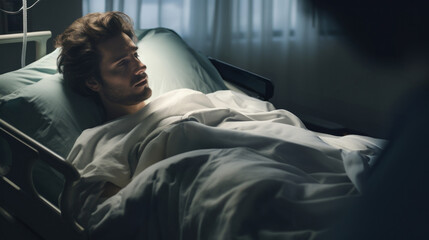 Young Man Resting in Hospital Bed