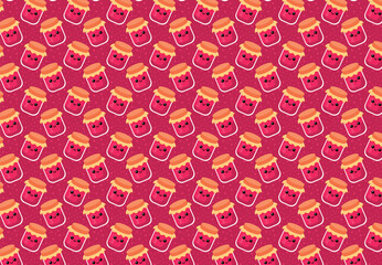 Strawberry jam pattern, vector illustration, background, for fabrics, and wallpaper, with food themes