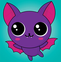 Beautiful fluffy bat, purple with pink tones, for textured backgrounds