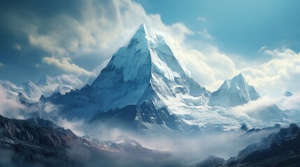 Imposing Icy Peaks Rising Above the Clouds