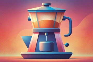 Modern coffee machine in minilist style - obrazy, fototapety, plakaty