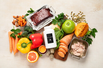 Set of high in vitamin A. Concept of healthy.