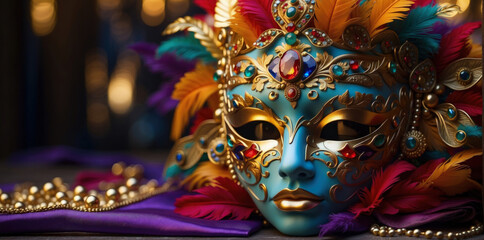 venetian mask on bokeh background Venice carnival festival