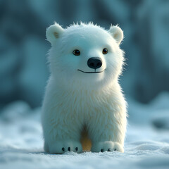 Obraz premium 3d logo of vector cute polar bear cartoon vector icon illustration animal icon