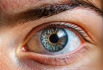 Fototapeta premium Gray Eyes. Close-Up. Eye Color. Portrait. Beauty. Human Eye. Facial Feature. Gaze. Mesmerizing. Intense. Expression. Detail. Soulful. Iris. Macro. AI Generated.