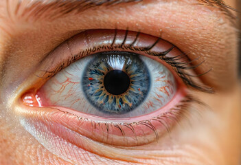 Fototapeta premium Gray Eyes. Close-Up. Eye Color. Portrait. Beauty. Human Eye. Facial Feature. Gaze. Mesmerizing. Intense. Expression. Detail. Soulful. Iris. Macro. AI Generated.