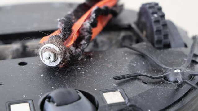 Tangled hair on robot vacuum roller