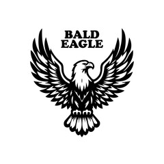 Bald eagle silhouette icon logo vector illustration.