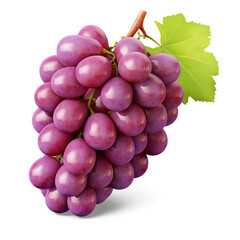 Isolated bunch of vibrant red grapes on a white background